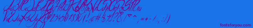 ElegantDragonItalic Font – Purple Fonts on Blue Background