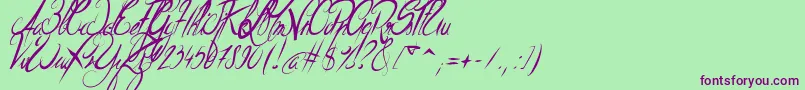 fuente ElegantDragonItalic – Fuentes Moradas Sobre Fondo Verde