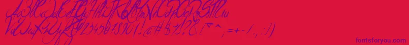 Fonte ElegantDragonItalic – fontes roxas em um fundo vermelho