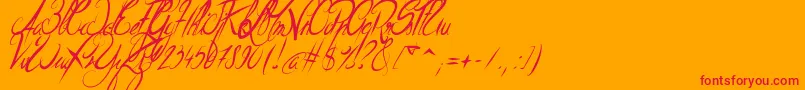 ElegantDragonItalic-Schriftart – Rote Schriften auf orangefarbenem Hintergrund