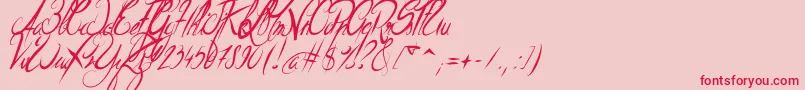 ElegantDragonItalic-fontti – punaiset fontit vaaleanpunaisella taustalla