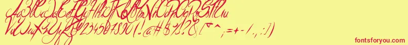 ElegantDragonItalic-Schriftart – Rote Schriften auf gelbem Hintergrund
