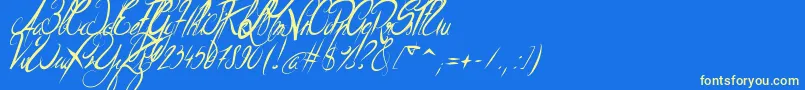 ElegantDragonItalic-fontti – keltaiset fontit sinisellä taustalla