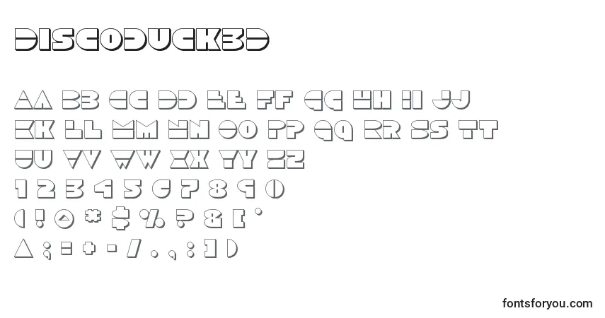 Discoduck3D font – alphabet, numbers, special characters