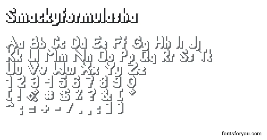 Czcionka Smackyformulasha – alfabet, cyfry, specjalne znaki