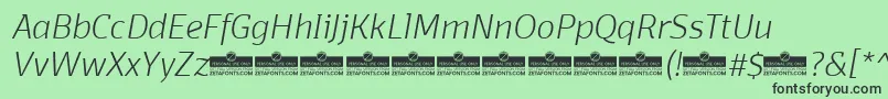 Шрифт DomotikaExtralightItalicTrial – чёрные шрифты на зелёном фоне