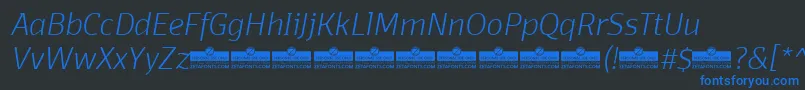 Шрифт DomotikaExtralightItalicTrial – синие шрифты на чёрном фоне