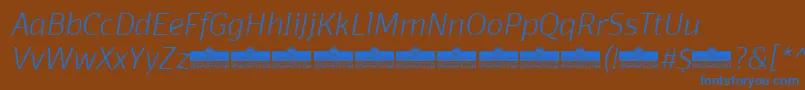 DomotikaExtralightItalicTrial Font – Blue Fonts on Brown Background