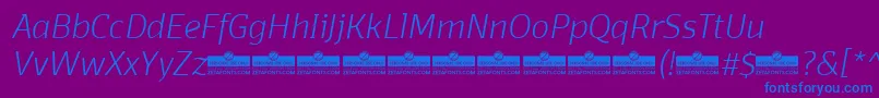 フォントDomotikaExtralightItalicTrial – 紫色の背景に青い文字