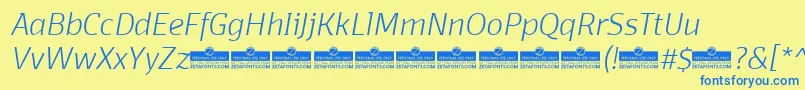DomotikaExtralightItalicTrial Font – Blue Fonts on Yellow Background