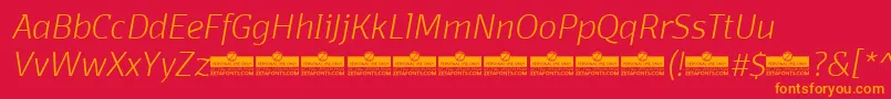 DomotikaExtralightItalicTrial Font – Orange Fonts on Red Background