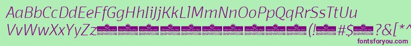 DomotikaExtralightItalicTrial Font – Purple Fonts on Green Background
