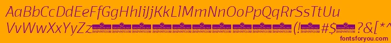 DomotikaExtralightItalicTrial Font – Purple Fonts on Orange Background