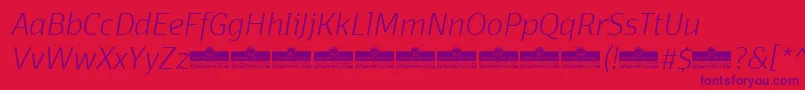 フォントDomotikaExtralightItalicTrial – 赤い背景に紫のフォント
