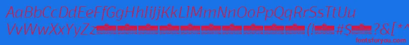 DomotikaExtralightItalicTrial Font – Red Fonts on Blue Background
