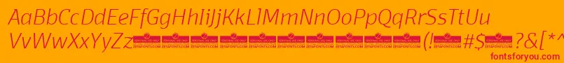 DomotikaExtralightItalicTrial Font – Red Fonts on Orange Background