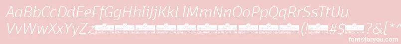 Шрифт DomotikaExtralightItalicTrial – белые шрифты на розовом фоне
