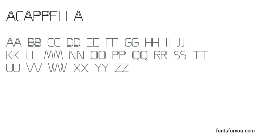 A fonte ACappella – alfabeto, números, caracteres especiais