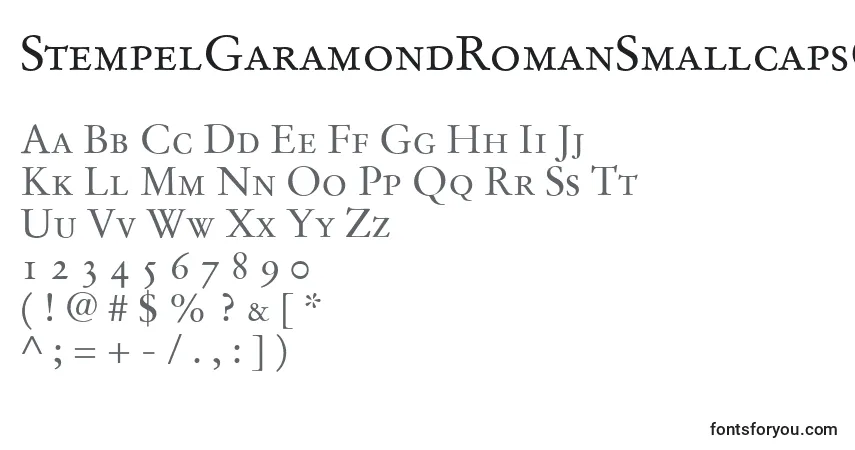 A fonte StempelGaramondRomanSmallcapsOldstyleFigures – alfabeto, números, caracteres especiais