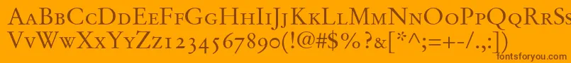 StempelGaramondRomanSmallcapsOldstyleFigures Font – Brown Fonts on Orange Background