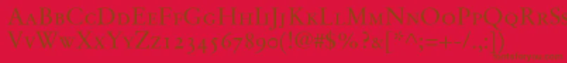 StempelGaramondRomanSmallcapsOldstyleFigures Font – Brown Fonts on Red Background