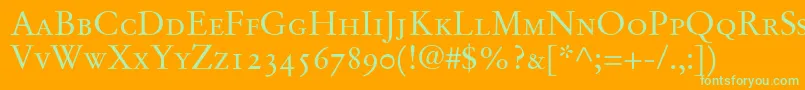 StempelGaramondRomanSmallcapsOldstyleFigures Font – Green Fonts on Orange Background