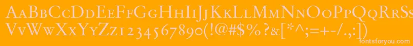 StempelGaramondRomanSmallcapsOldstyleFigures-Schriftart – Rosa Schriften auf orangefarbenem Hintergrund