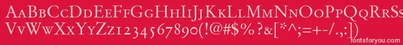 StempelGaramondRomanSmallcapsOldstyleFigures Font – Pink Fonts on Red Background