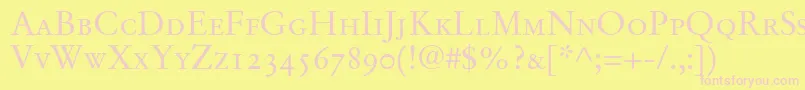 StempelGaramondRomanSmallcapsOldstyleFigures Font – Pink Fonts on Yellow Background