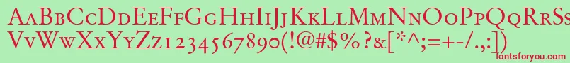 StempelGaramondRomanSmallcapsOldstyleFigures Font – Red Fonts on Green Background