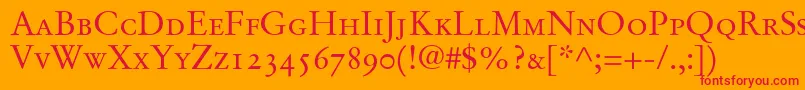StempelGaramondRomanSmallcapsOldstyleFigures Font – Red Fonts on Orange Background