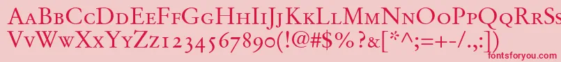 StempelGaramondRomanSmallcapsOldstyleFigures Font – Red Fonts on Pink Background