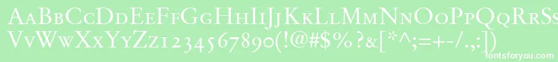 StempelGaramondRomanSmallcapsOldstyleFigures Font – White Fonts on Green Background