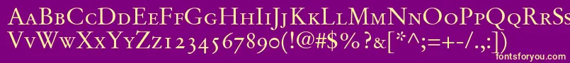 StempelGaramondRomanSmallcapsOldstyleFigures Font – Yellow Fonts on Purple Background