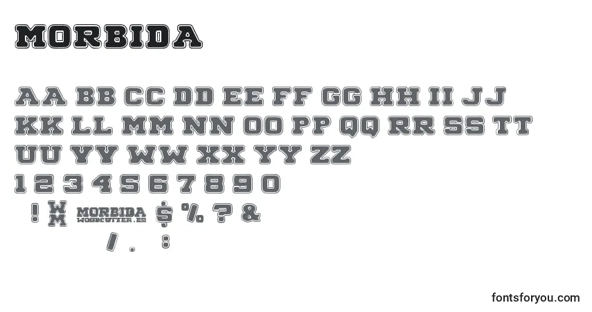 Czcionka Morbida – alfabet, cyfry, specjalne znaki