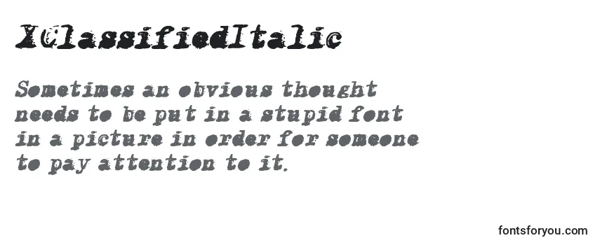 Schriftart XClassifiedItalic