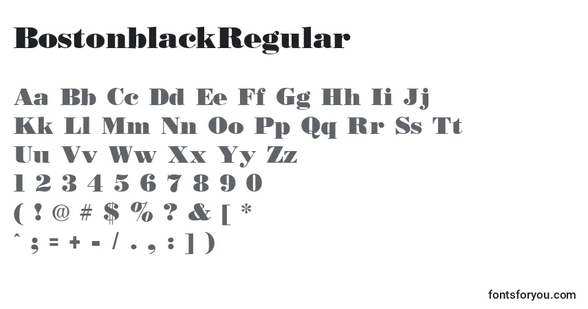 Schriftart BostonblackRegular – Alphabet, Zahlen, spezielle Symbole