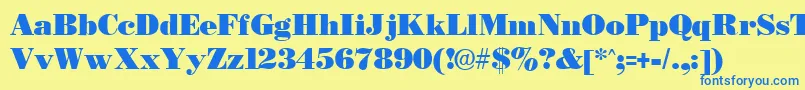 BostonblackRegular Font – Blue Fonts on Yellow Background
