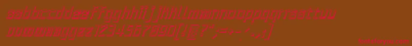 フォントArchityposhadowOblique – 赤い文字が茶色の背景にあります。
