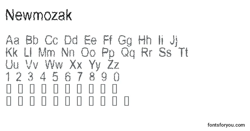 Fuente Newmozak - alfabeto, números, caracteres especiales
