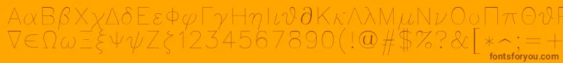 Greeks-Schriftart – Braune Schriften auf orangefarbenem Hintergrund