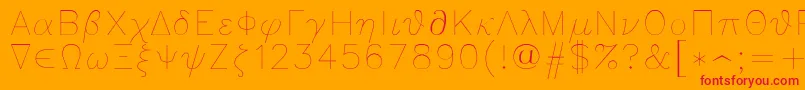 Greeks-Schriftart – Rote Schriften auf orangefarbenem Hintergrund