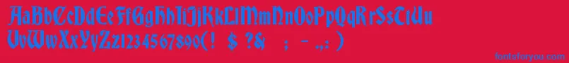 BradleyGratis Font – Blue Fonts on Red Background