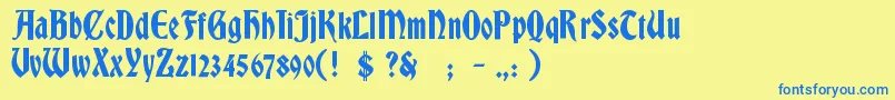 BradleyGratis Font – Blue Fonts on Yellow Background