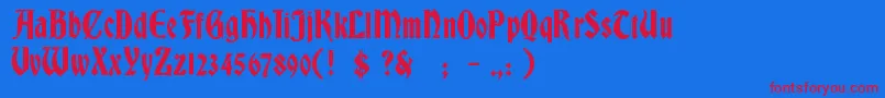 BradleyGratis Font – Red Fonts on Blue Background