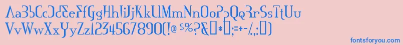 フォントMississauga – ピンクの背景に青い文字