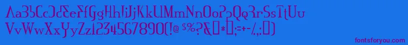 Mississauga-Schriftart – Violette Schriften auf blauem Hintergrund