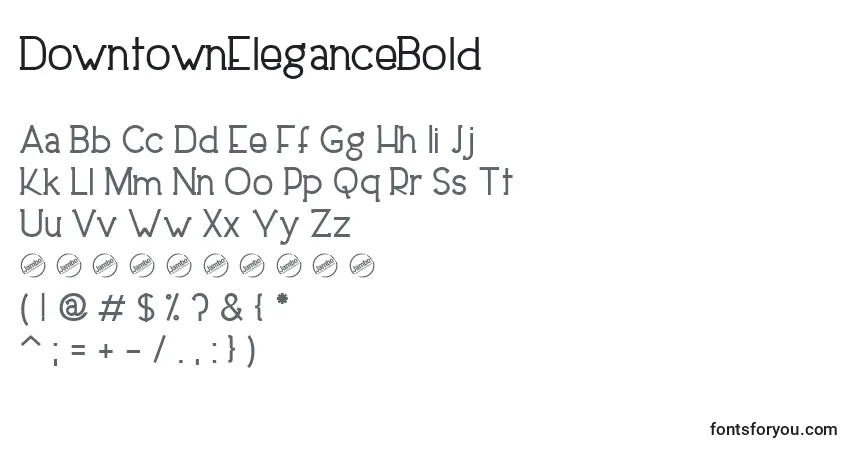 Шрифт DowntownEleganceBold – алфавит, цифры, специальные символы