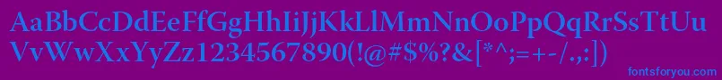 Шрифт WarnockproSemiboldsubh – синие шрифты на фиолетовом фоне