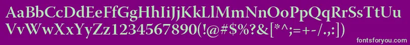 WarnockproSemiboldsubh Font – Green Fonts on Purple Background